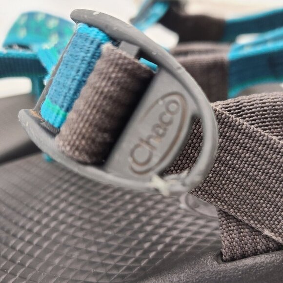 Chaco Sandals Shoes Blue Green Flower Girls Size 4 or Women's 5.5 to 6 - Picture 4 of 16